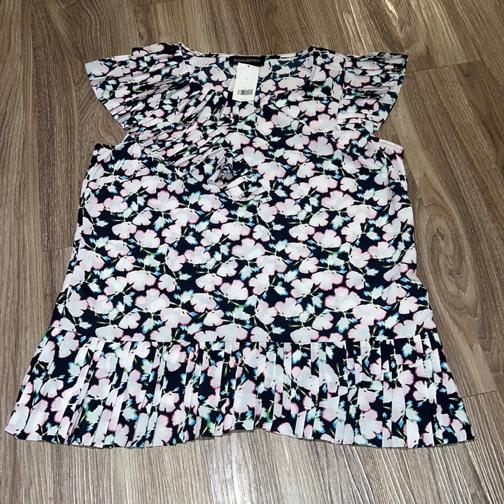 Banana Republic Floral Blouse - Black and White